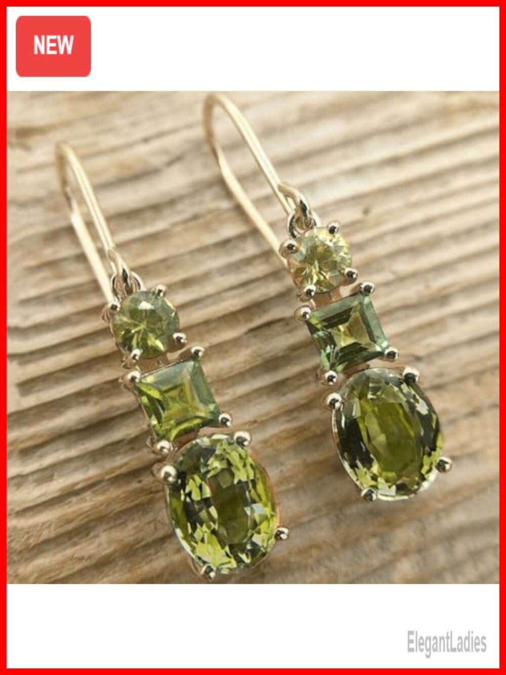 Gold Plated Green CZ Dangle Earrings for Women Trendy Fashion Jewelry